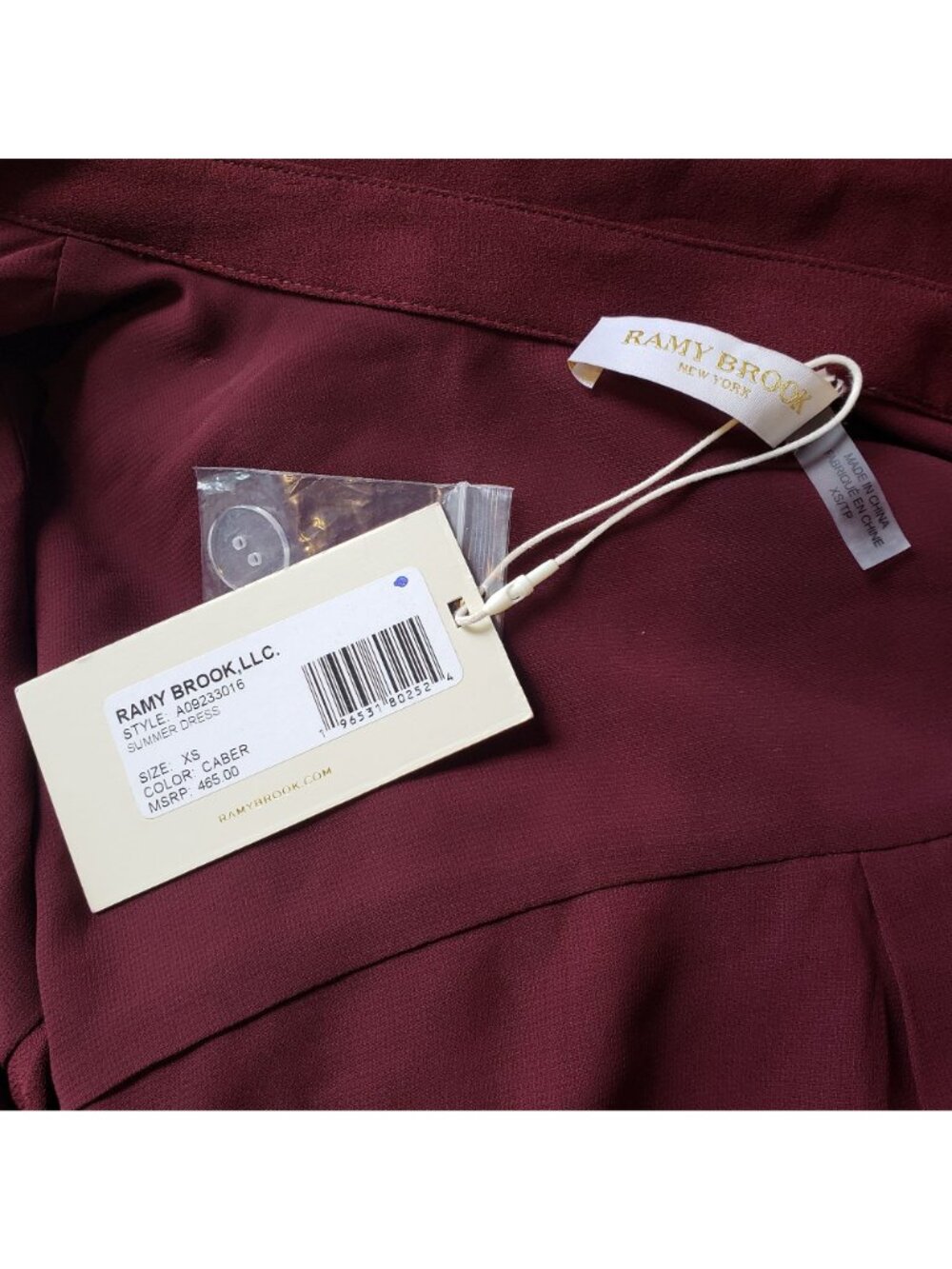 Ramy Brook Burgundy Long Sleeve Mini Wrap Dress Fall Red Wine Shirt Dress - Picture 6 of 13